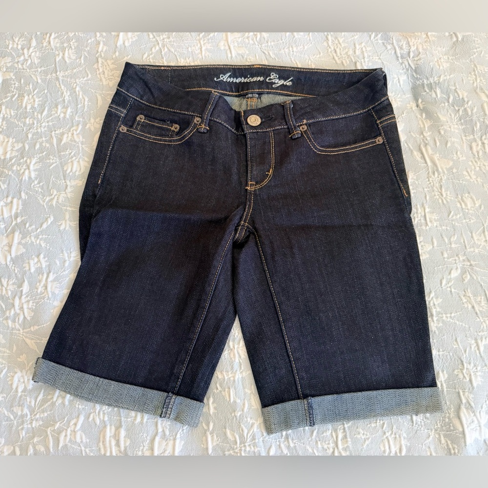American Eagle Outfitters Dark Blue Denim Jean Shorts